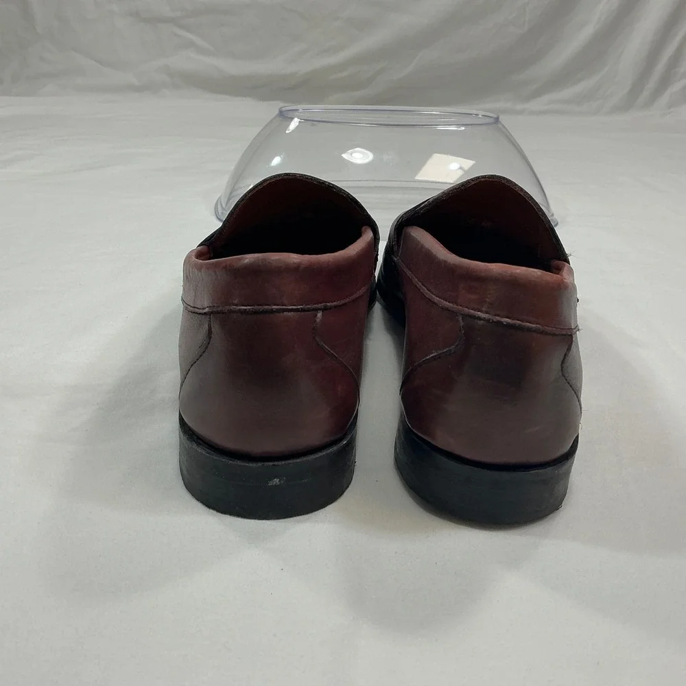 Allen Edmonds Schreier Mens 9.5 C Burgundy Leather Tassel Loafers USA Made